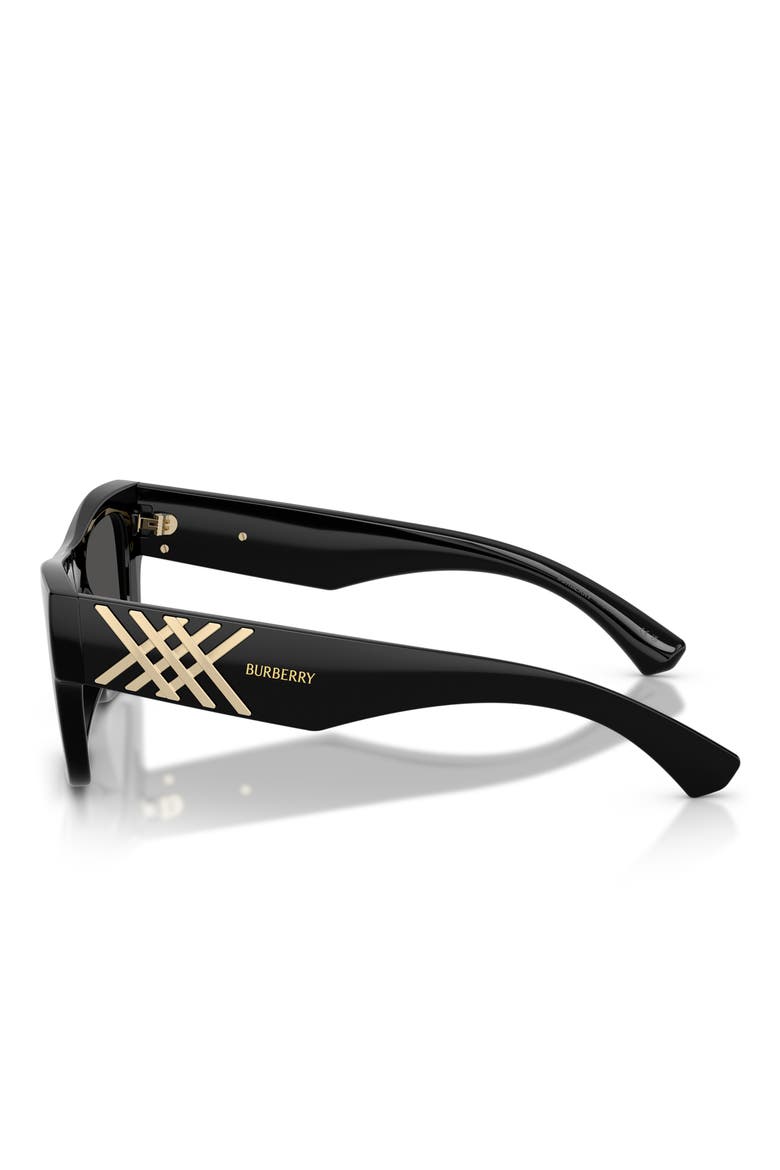 53mm Rectangle Sunglasses, Alternate, color, BLACK / DARK GREY