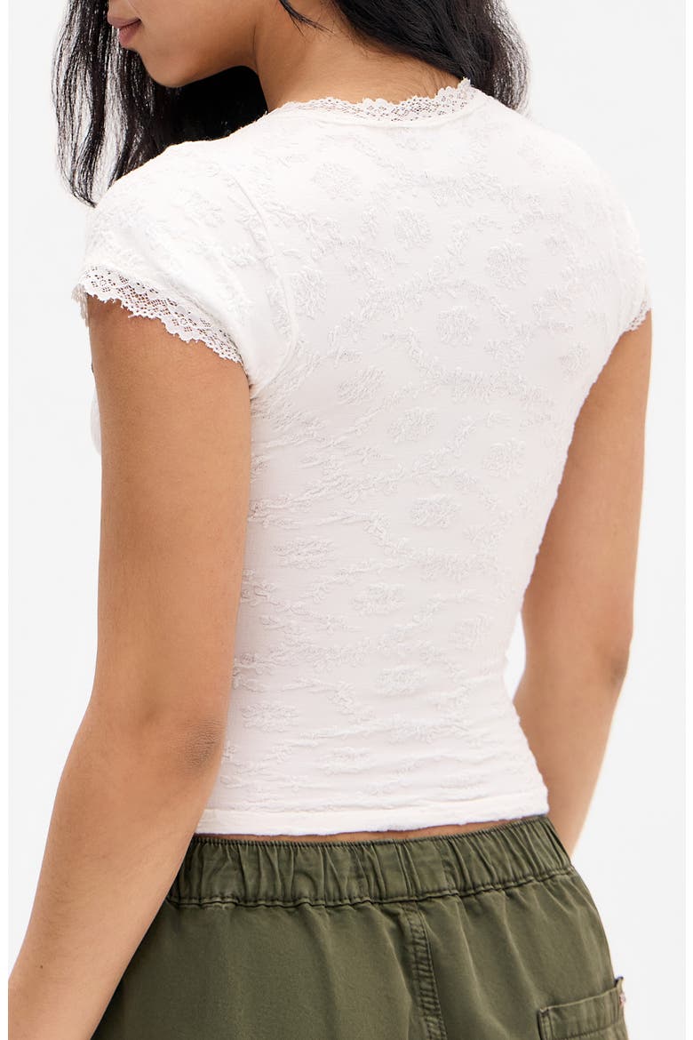 Bella Lace Trim Crop T-Shirt, Alternate, color, WHITE