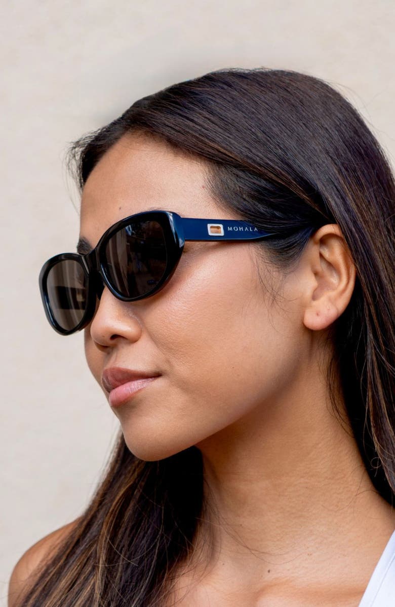 Mohala Eyewear Melialani Polarized ContourBridge<sup>™</sup> Oval Sunglasses, Alternate, color, Black Lava / Gray Lenses