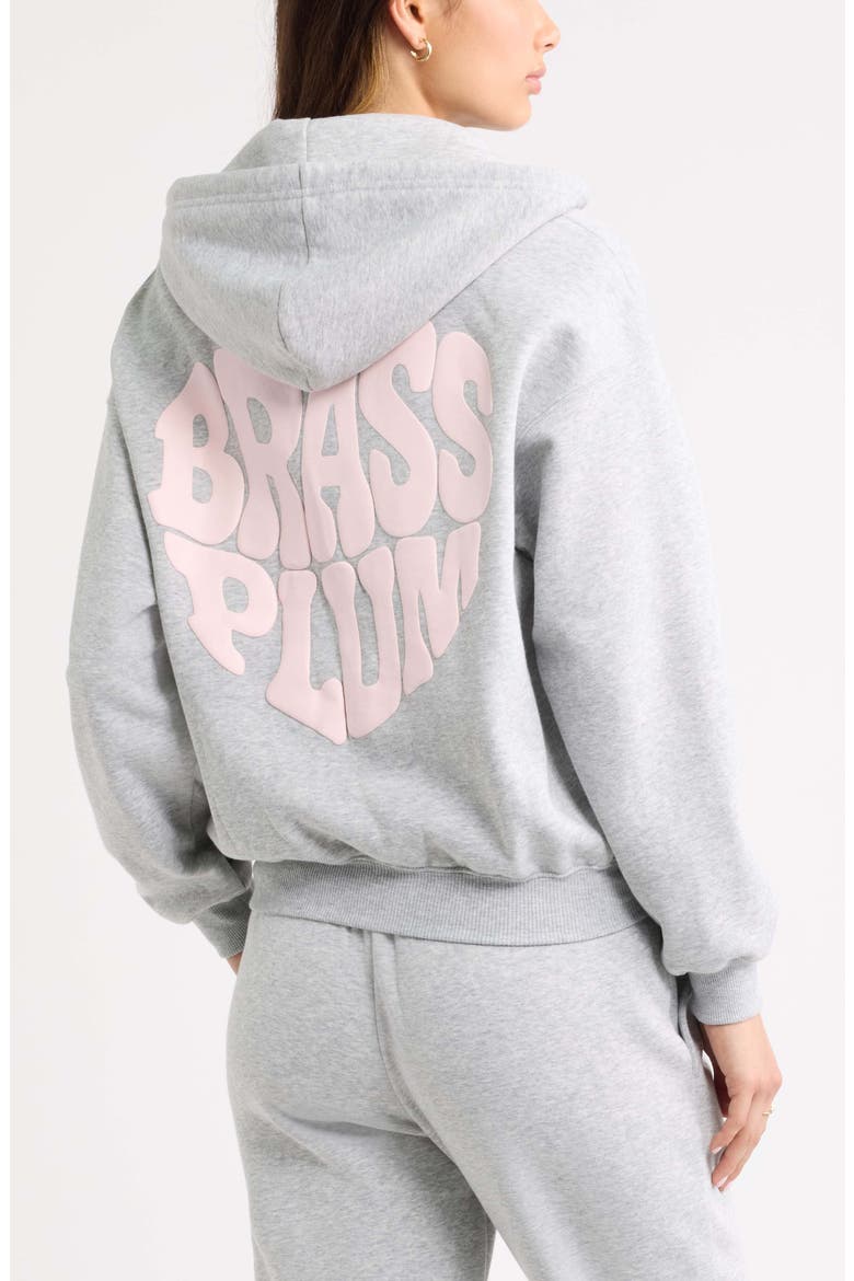 Graphic Full Zip Hoodie, Main, color, GREY- PINK P BRASS PLUM