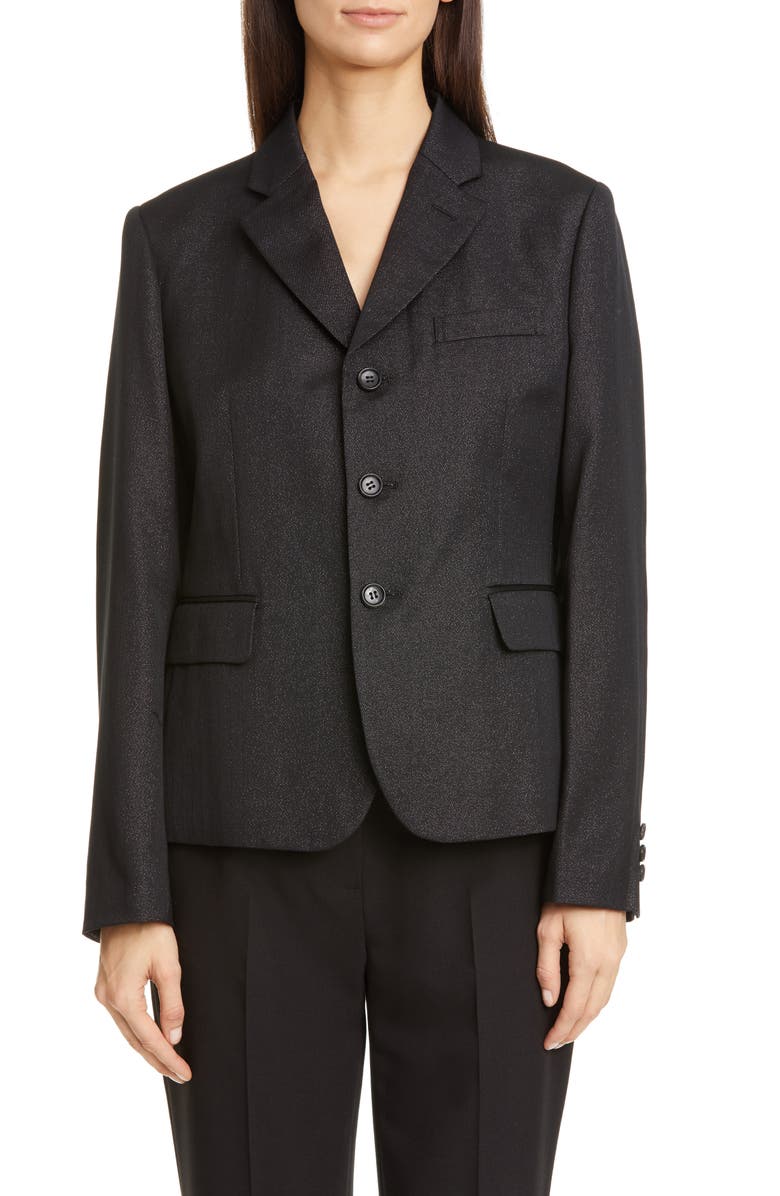Comme des Garçons Metallic Wool Blend Twill Blazer, Main, color, 