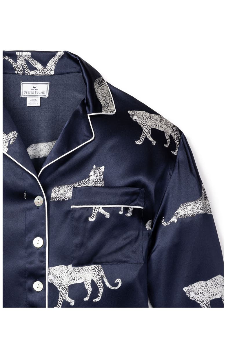 Panthre de Nuit Silk Nightshirt, Alternate, color, NAVY