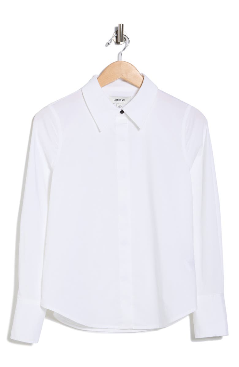 JASON WU Long Sleeve Button Down Shirt, Alternate, color, White