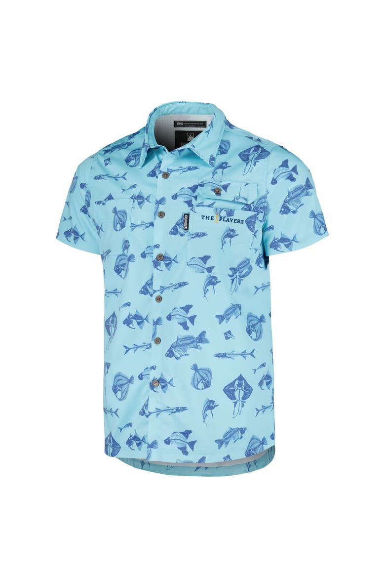 Men's Flomotion Blue THE PLAYERS Fishing Tri-Blend Button-Up Shirt, Alternate, color, Blue