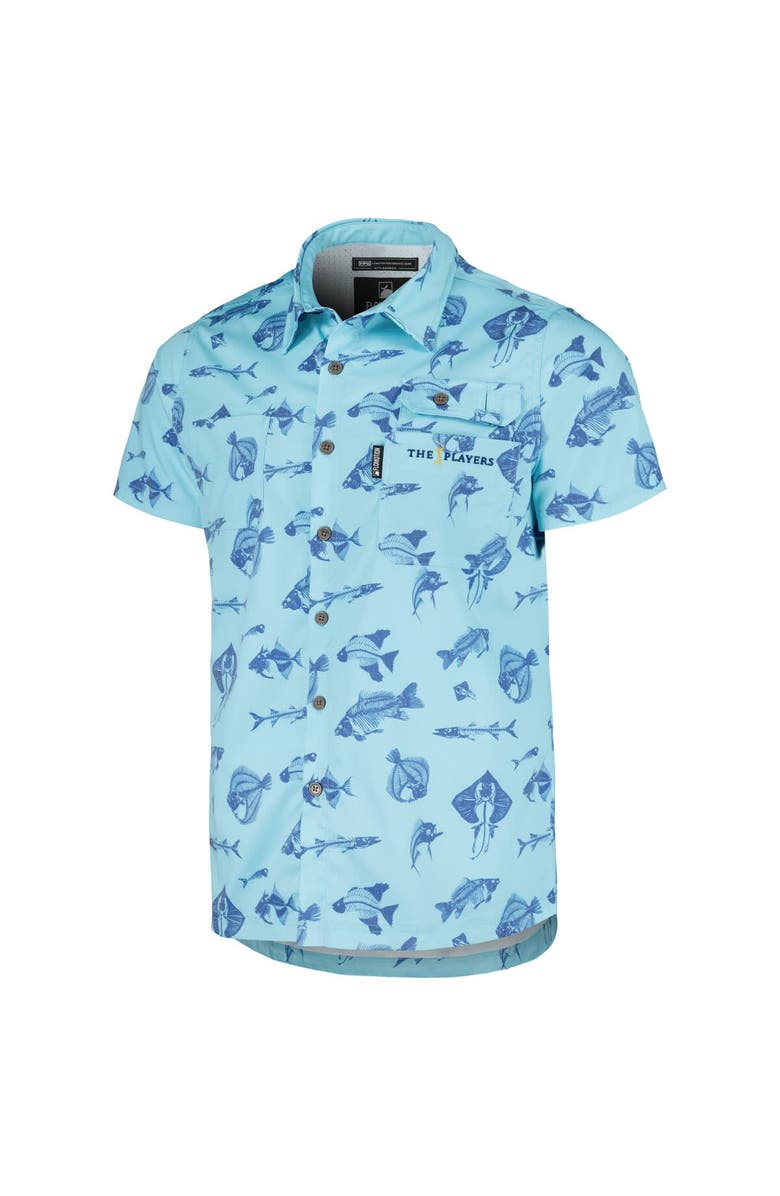 FLOMOTION Men's Flomotion Blue THE PLAYERS Fishing Tri-Blend Button-Up Shirt, Alternate, color, Blue