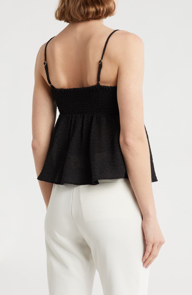 Elodie Textured Peplum Camisole, Alternate, color, Black