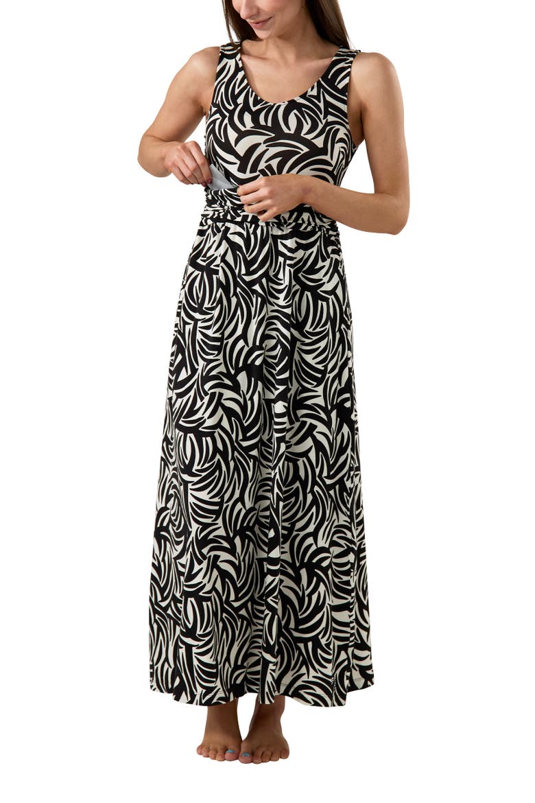 V-Neck Maxi Dress with Pockets, Alternate, color, Black Current
