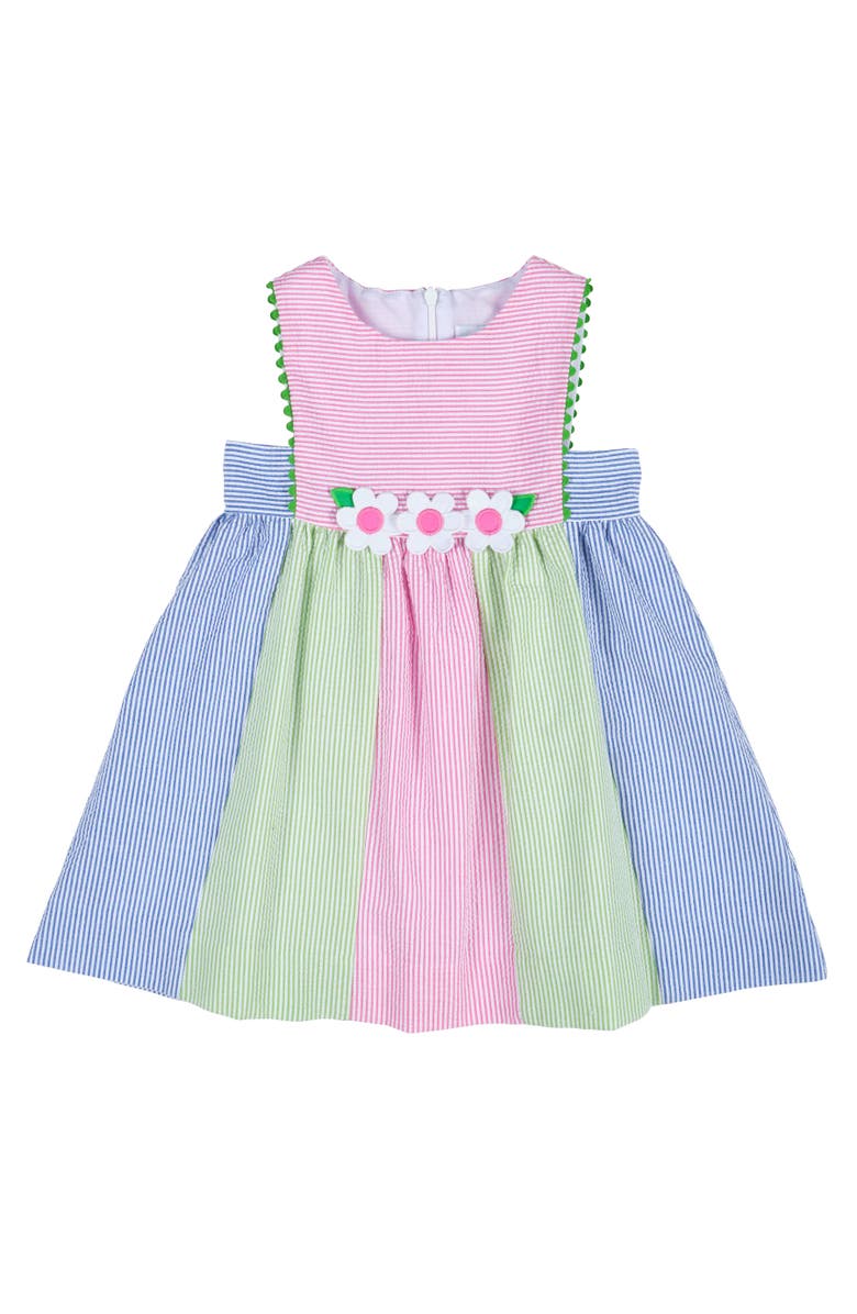 Florence Eiseman Stripe Seersucker Dress With Flowers, Main, color, Multicolor