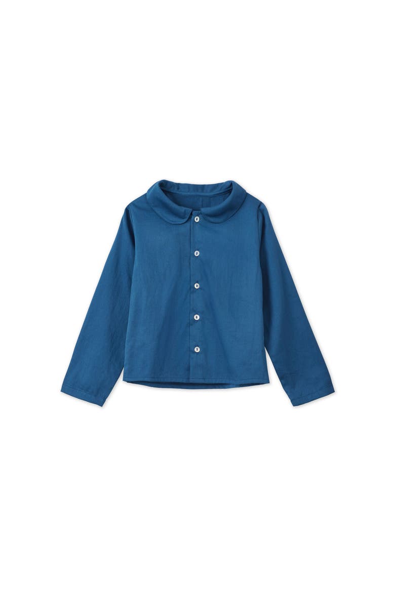 LS Organic Cotton Woven Peter Pan Collared Shirt, Main, color, Navy Blue