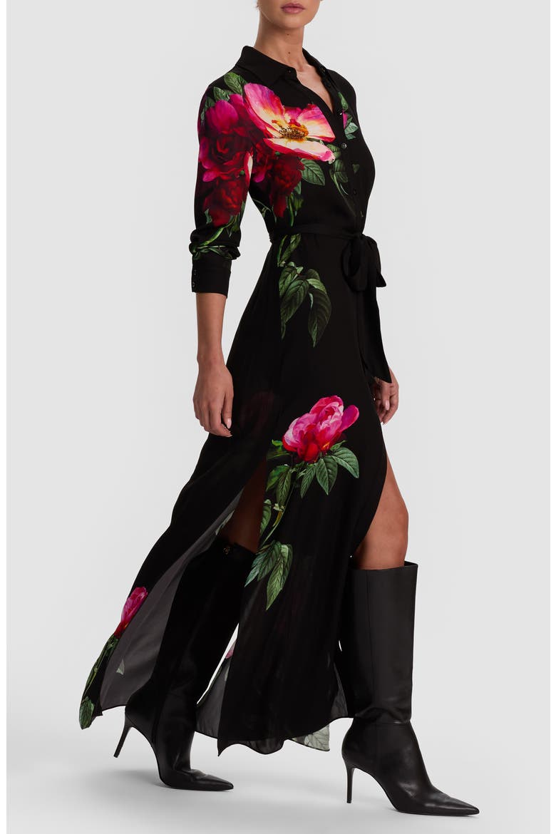 Chassidy Long Sleeve Floral Maxi Shirtdress, Alternate, color, EMPRESS BLOOM BLACK