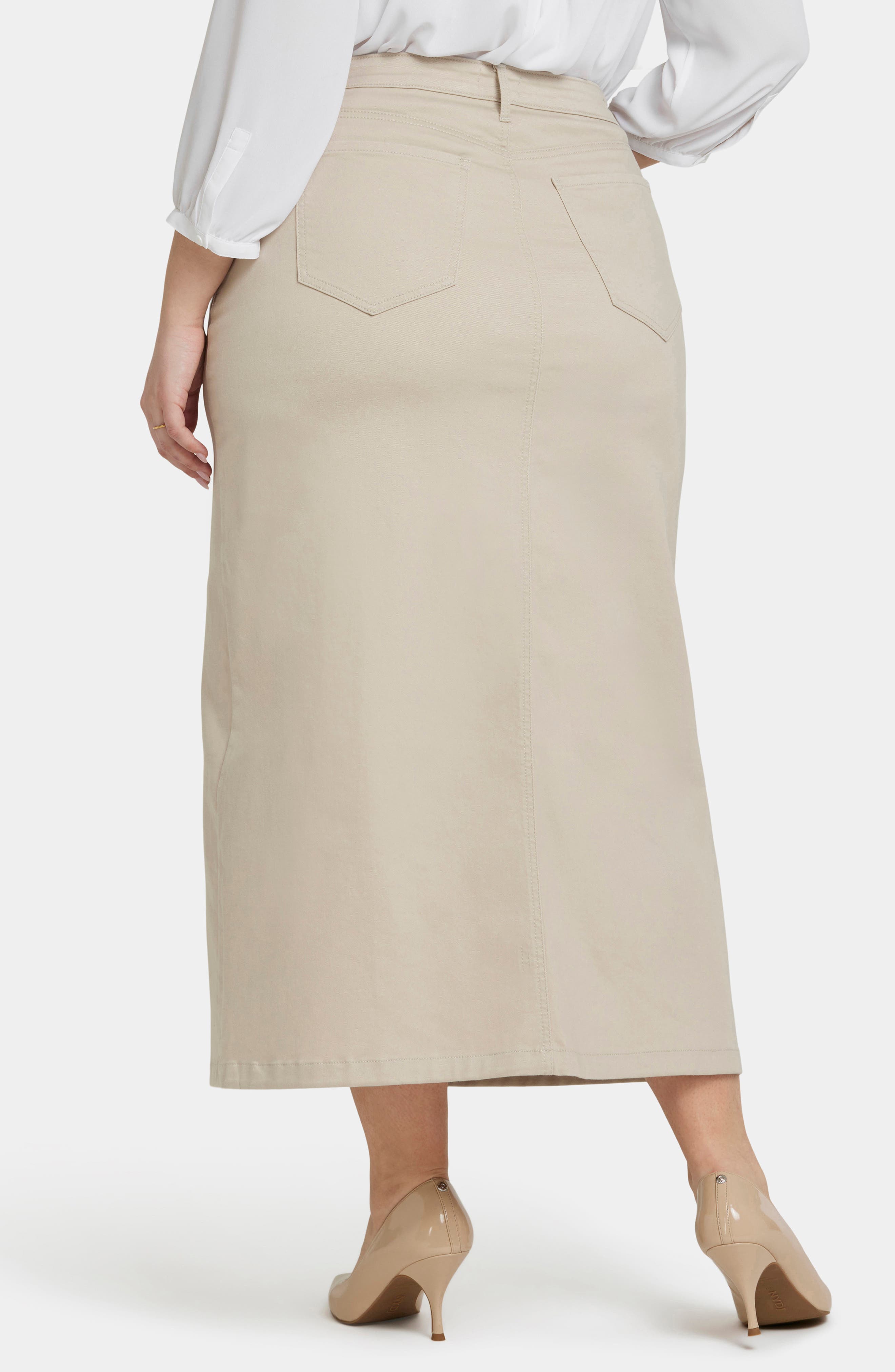 High Waist Slit Front Denim Maxi Skirt - image 2