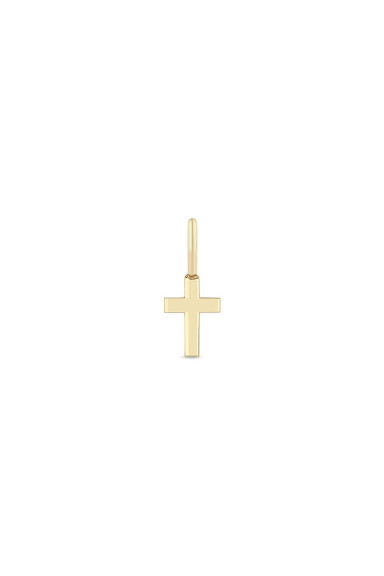 Vertical Cross Charm, Main, color, YELLOW GOLD