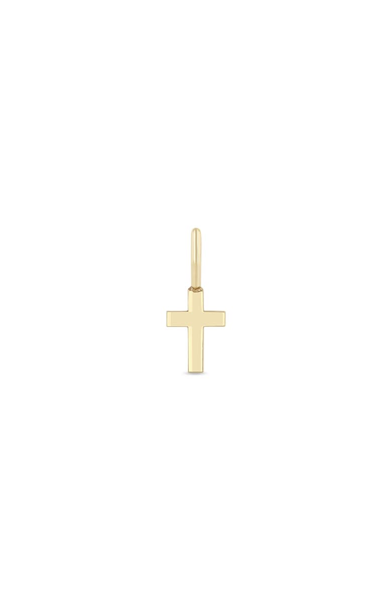 Zoë Chicco Vertical Cross Charm, Main, color, Yellow Gold