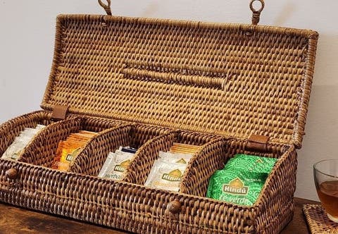 Artifacts Rattan 5 Section Tea Box with Lid