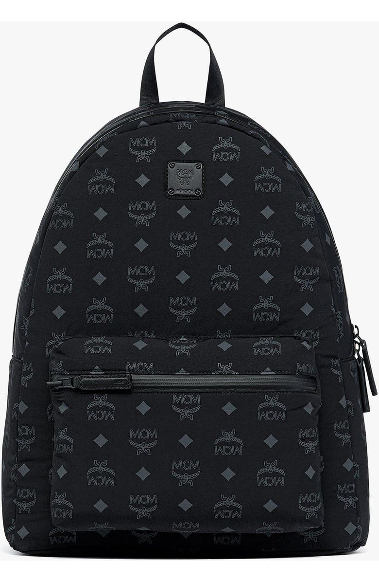 MCM Stark Packable Backpack in Monogram Nylon, Main, color, Black