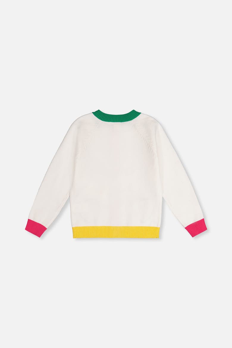 Heart Pocket Button Front Knitted Cardigan, Alternate, color, Off-White, Green and Pink