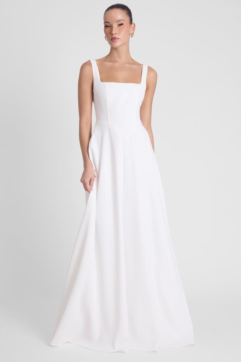 Siren Square Neck Corset Maxi Dress, Alternate, color, White