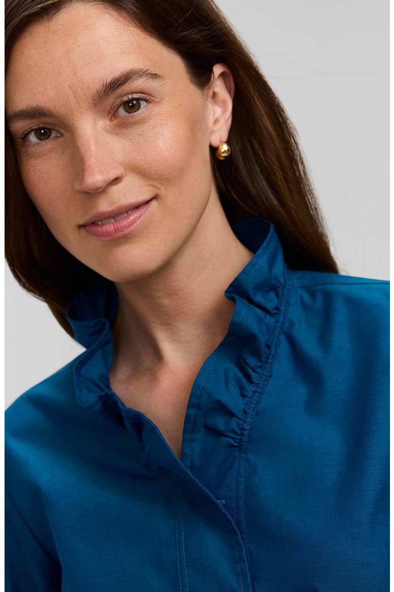 Tammy Ruffled Cotton Popover, Alternate, color, TEAL GREEN