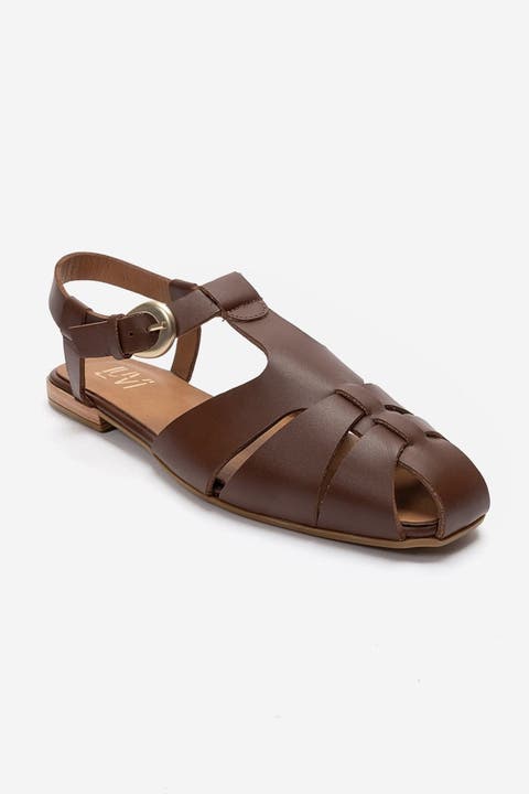 Jandor Leather Ankle Strap Flat Sandal