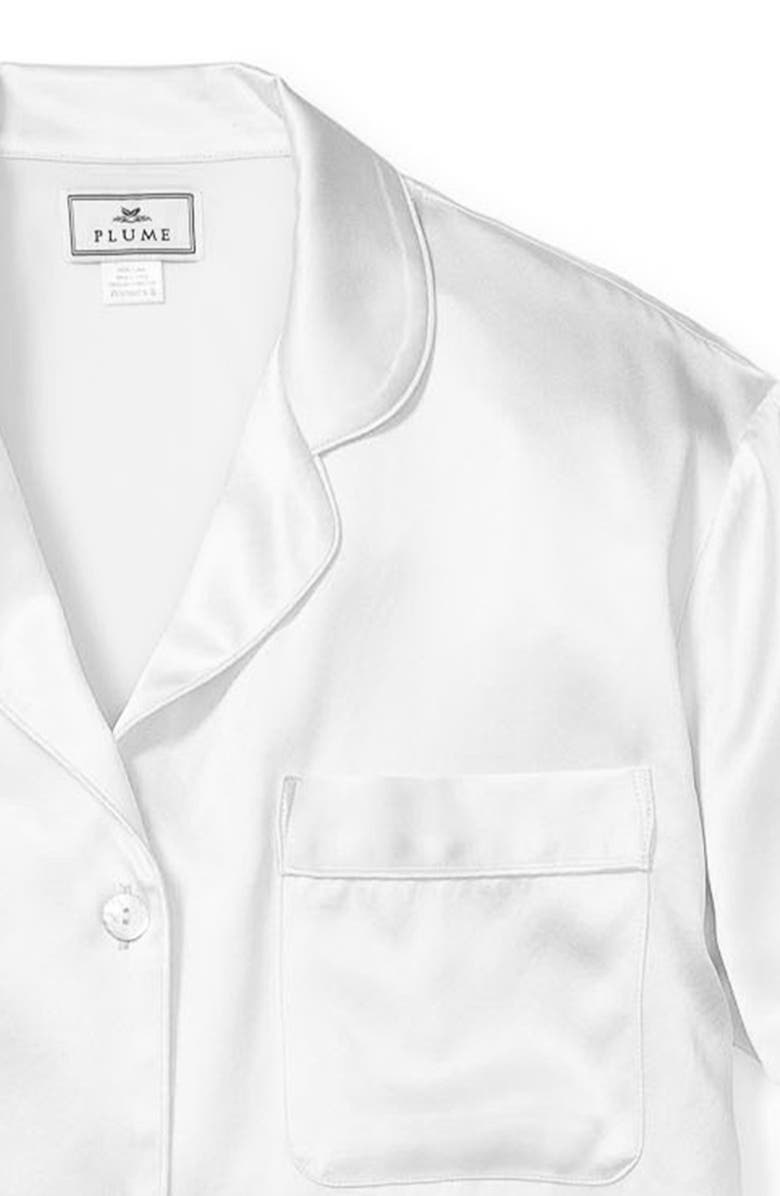 Petite Plume Silk Pajamas, Alternate, color, White