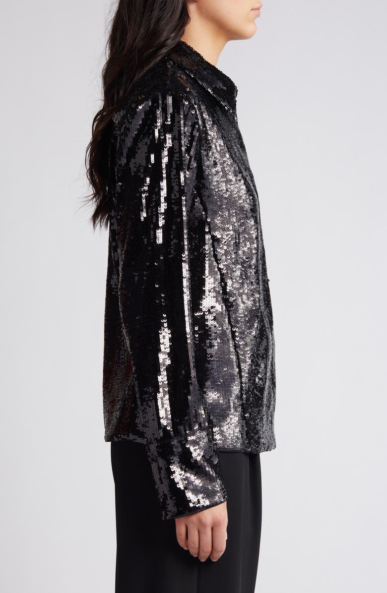 Theory Slim Fit Sequin Button-Up Shirt, Alternate, color,