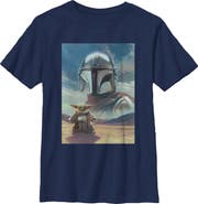 Star Wars: The Mandalorian and Grogu Boys Star Wars The Mandalorian and Grogu Din Djarin and The Child Desert Poster T Shirt