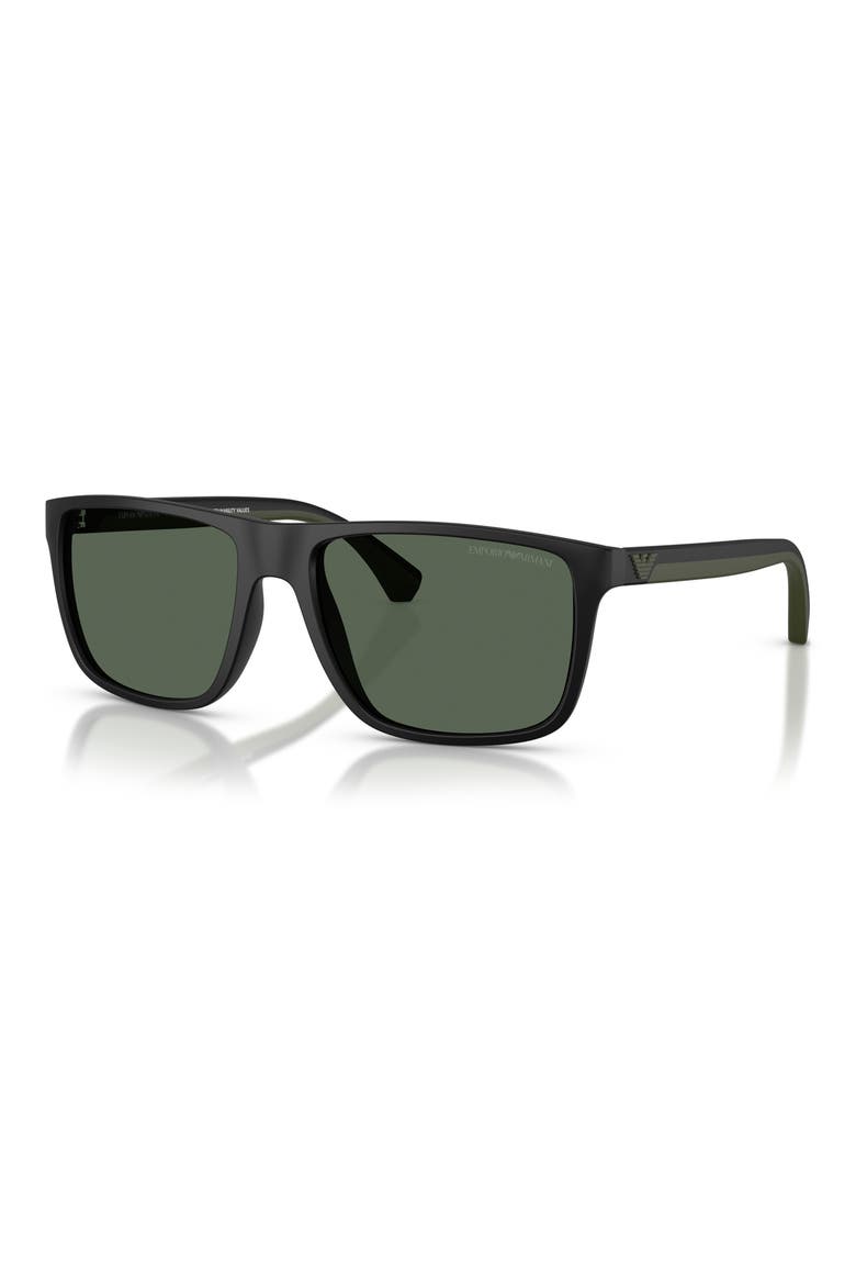 56mm Square Sunglasses, Alternate, color, MATTE BLACK / DARK GREEN