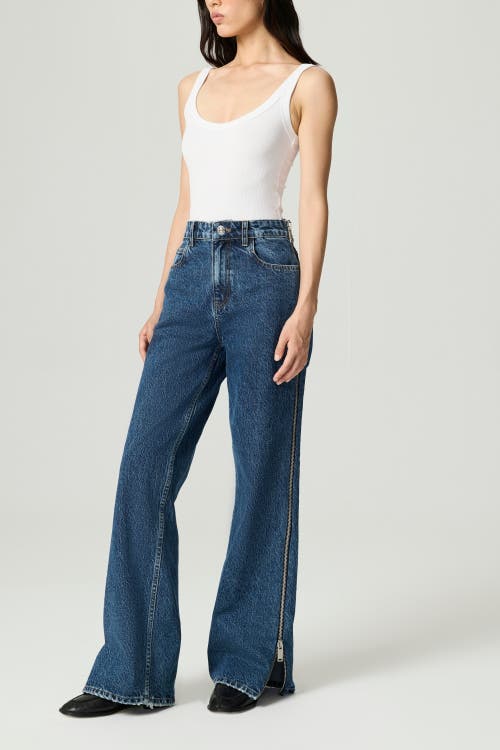 Nocturne Zip Accent Straight-leg Denim Pants In Purple