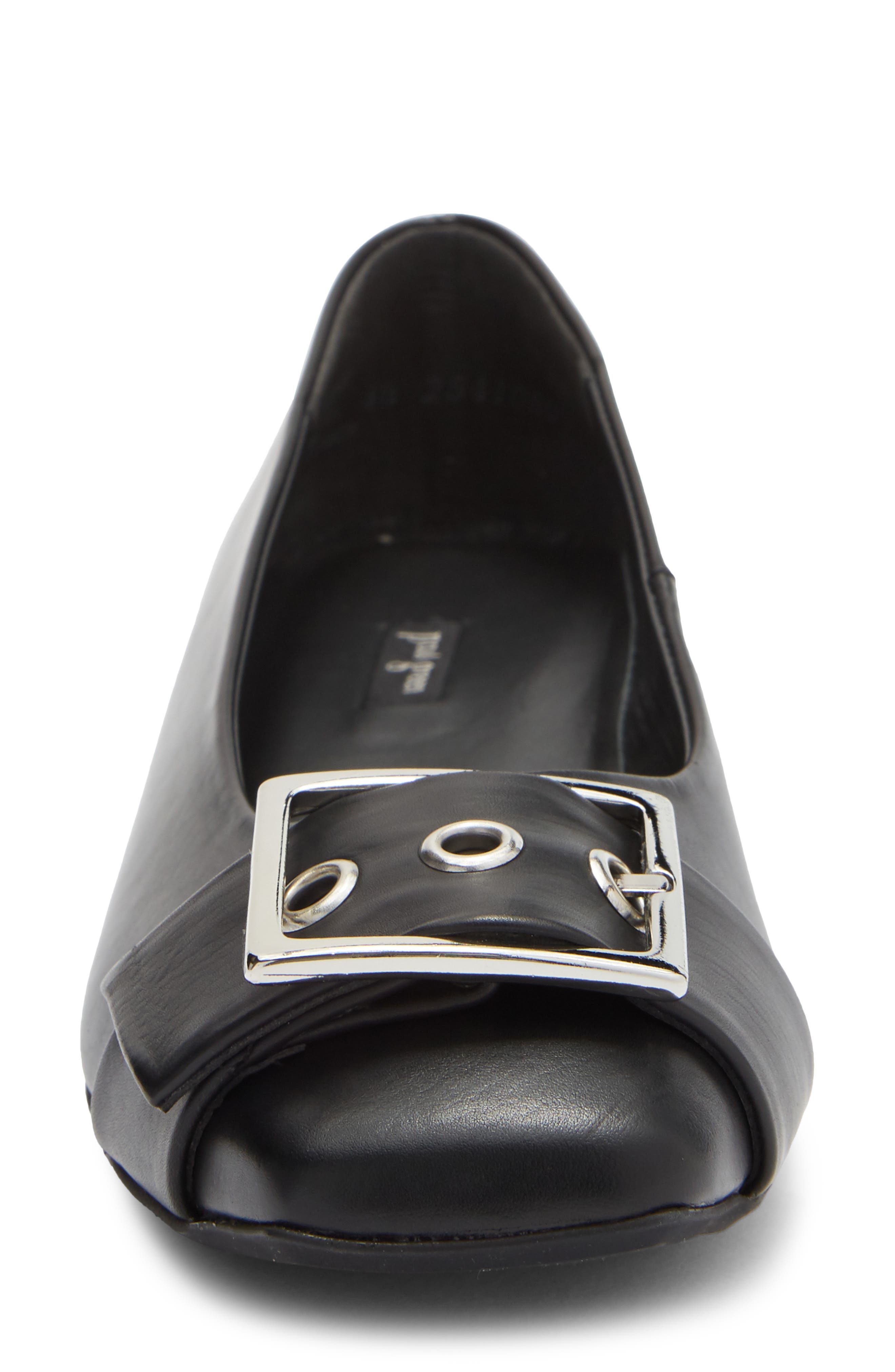 Paul Green Devony Buckle Flat, Alternate, color, Black Leather