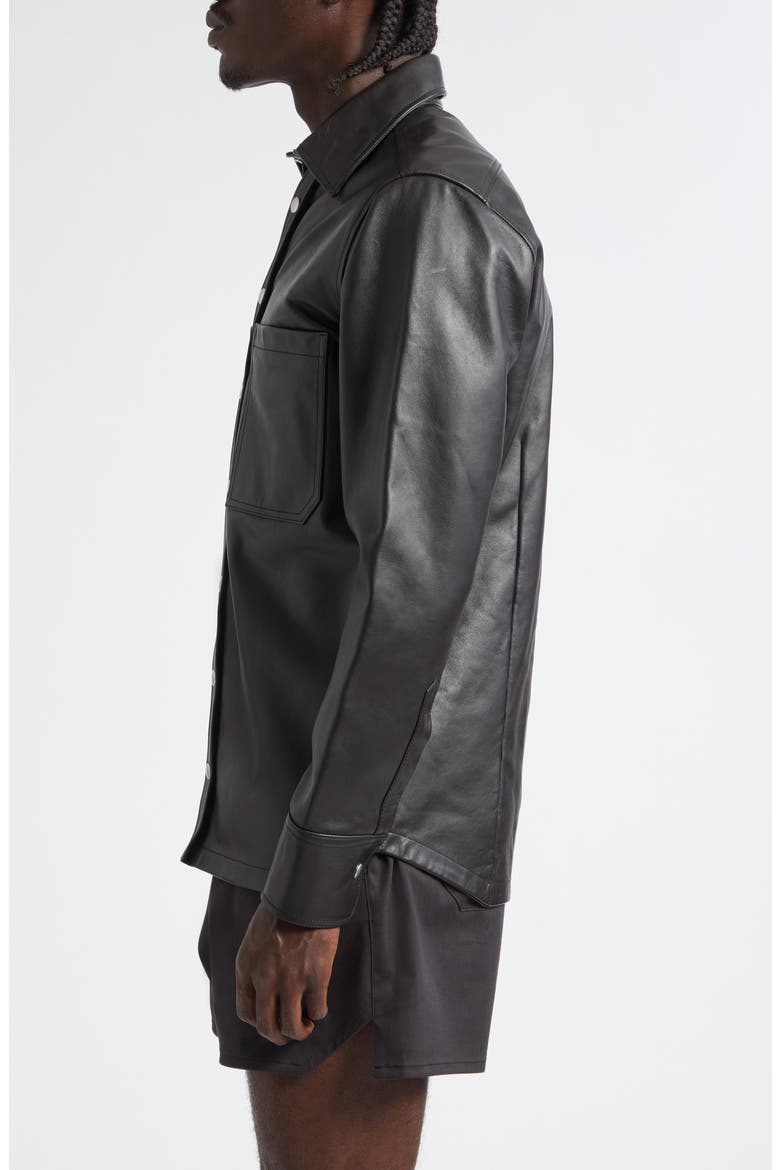 Stabb Leather Shirt Jacket, Alternate, color, BLACK