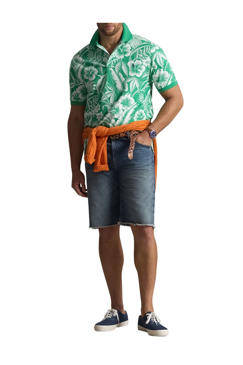 Big & Tall Sweetheart Floral Mesh Polo Shirt, Alternate, color, BISCAY GREEN