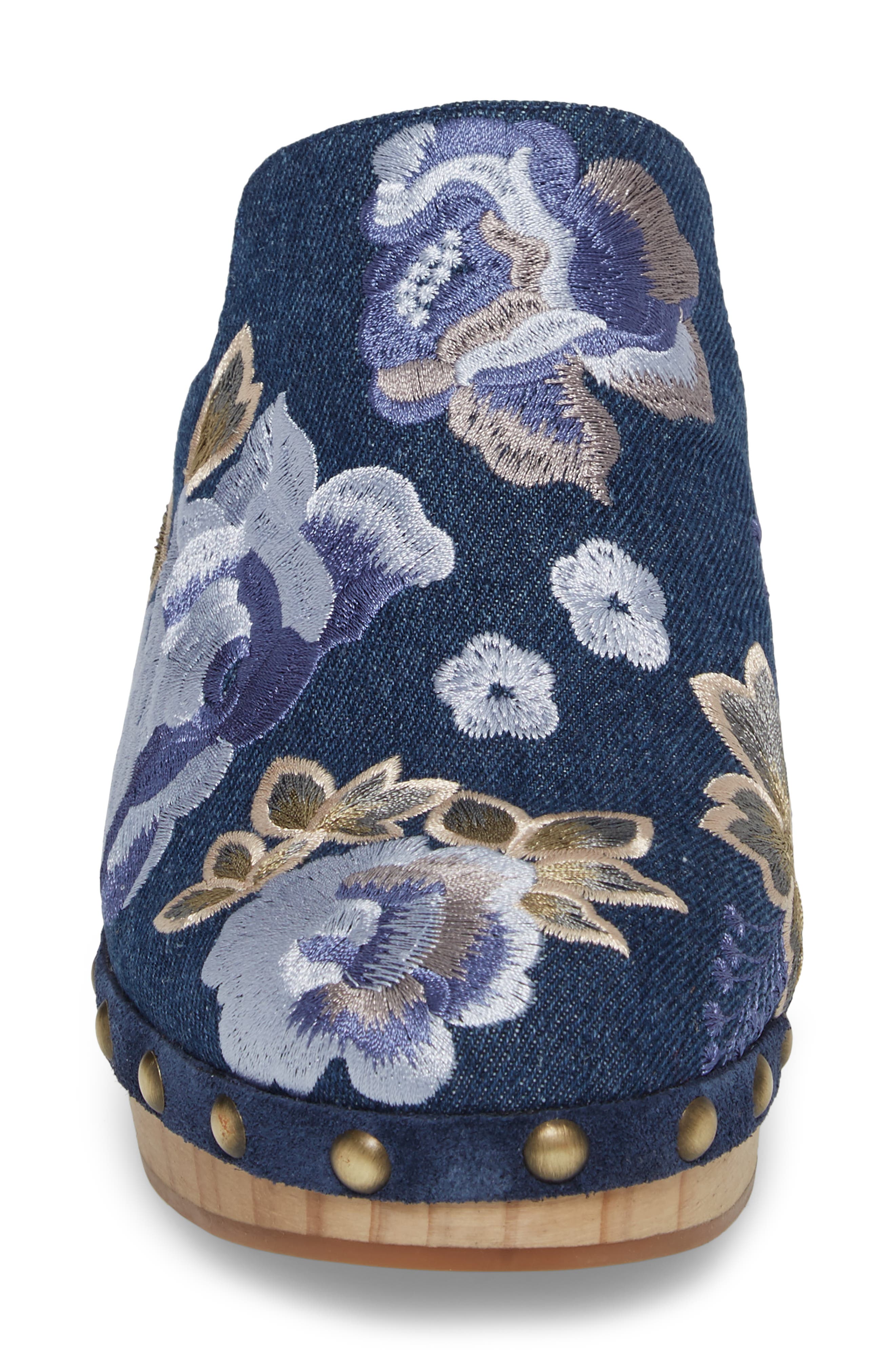 Madelina Clog, Alternate, color, DARK DENIM EMBROIDERY