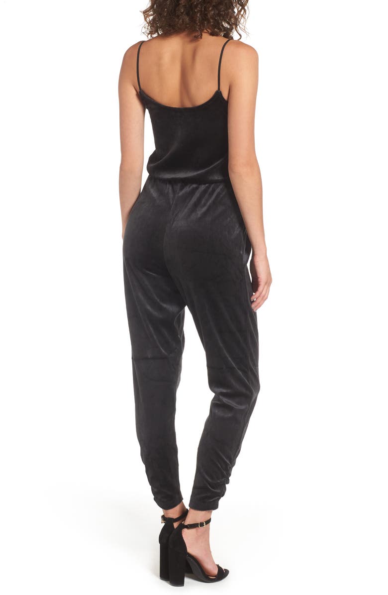 Juicy Couture Velour Track Strappy Jumpsuit, Alternate, color, 