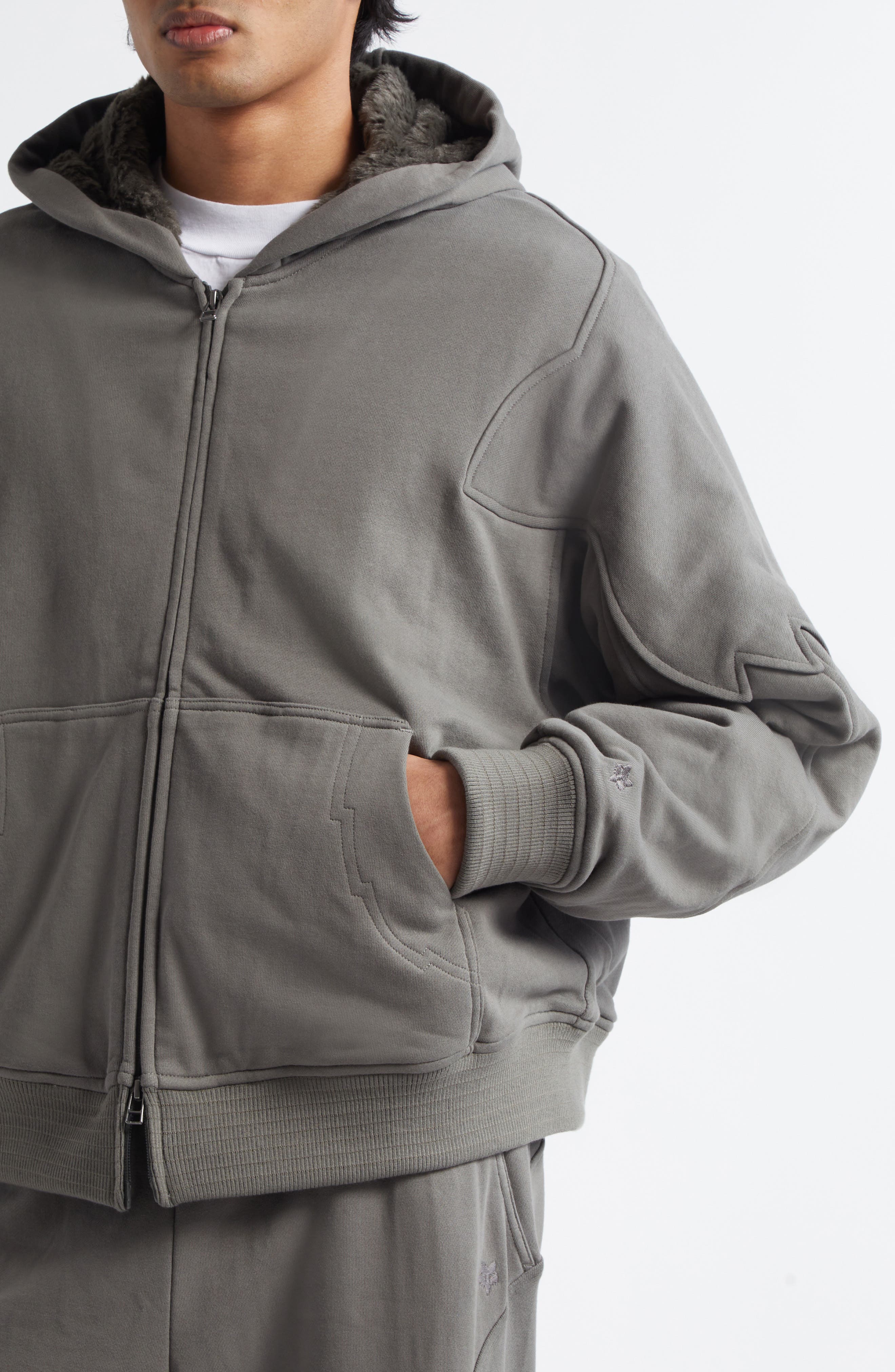 x Kiko Kostadinov Faux Fur Lined Fleece Zip Hoodie (Men) | Nordstrom