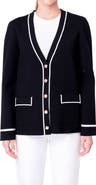 English Factory Contrast V-Neck Cardigan