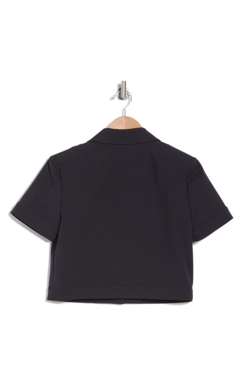 Theory Short Sleeve Crop Shirt Jacket In Dark Navy