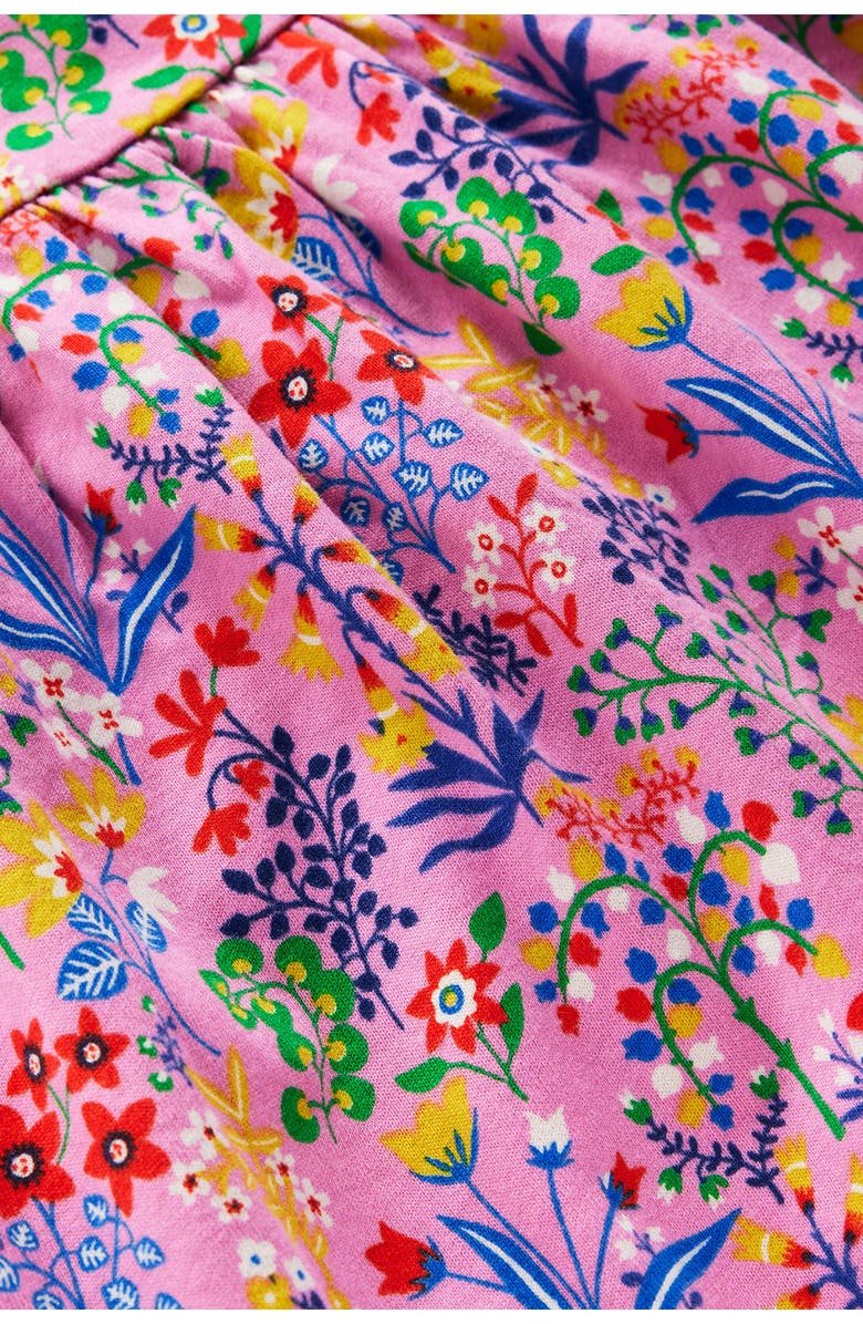 Mini Boden Kids' Ariel Print Twirly Cotton Jersey Dress, Alternate, color, Meadowsweet Pink Garden Floral