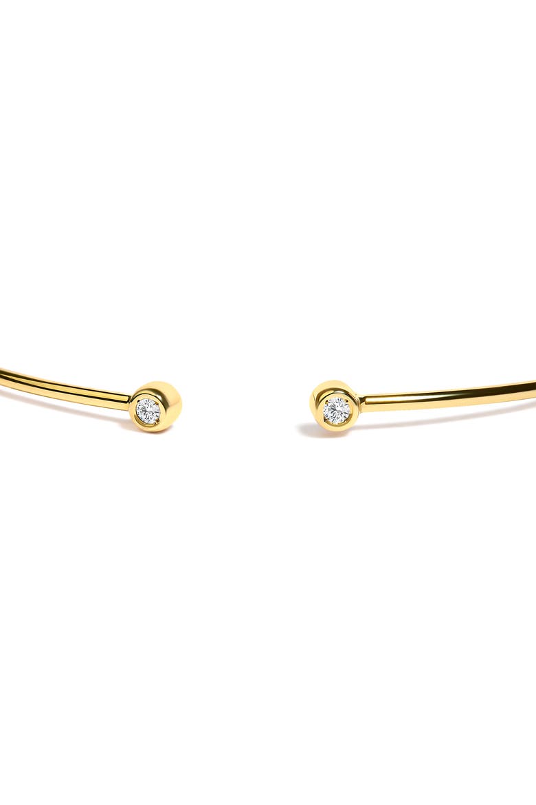 10K Yellow Gold plated Sterling Silver Lab Grown Diamond Accent Bezel Cuff Bangle Bracelet, Alternate, color, Yellow Gold over Silver