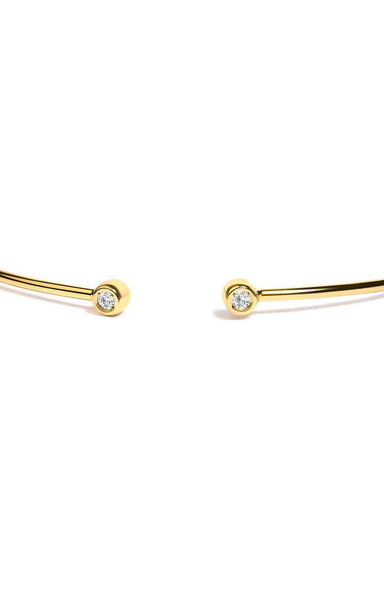Haus of Brilliance 10K Yellow Gold plated Sterling Silver Lab Grown Diamond Accent Bezel Cuff Bangle Bracelet, Alternate, color, Yellow Gold Over Silver
