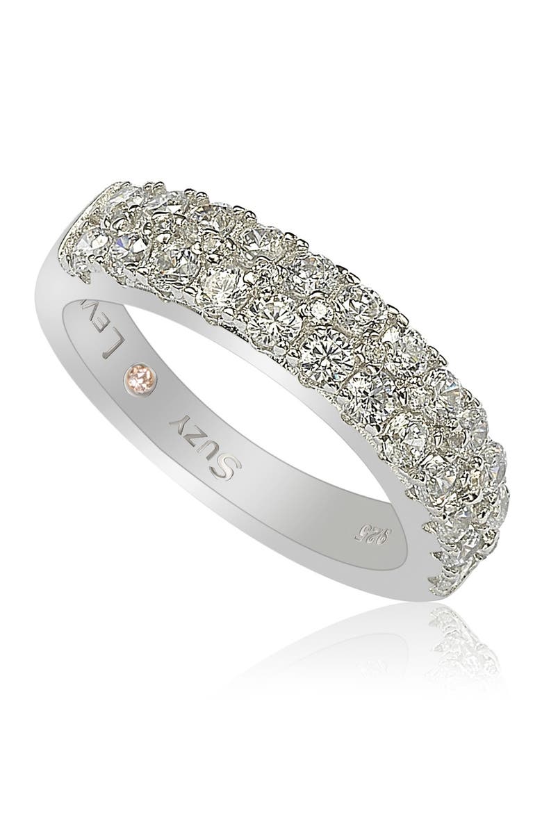 SUZY LEVIAN Sterling Silver 3-Row Pave CZ Band Ring, Alternate, color, White