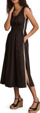 Reiss Anouk Side Stripe Smock Waist Cotton Dress