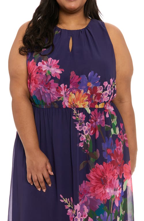 LONDON TIMES LONDON TIMES FLORAL KEYHOLE MAXI DRESS 
