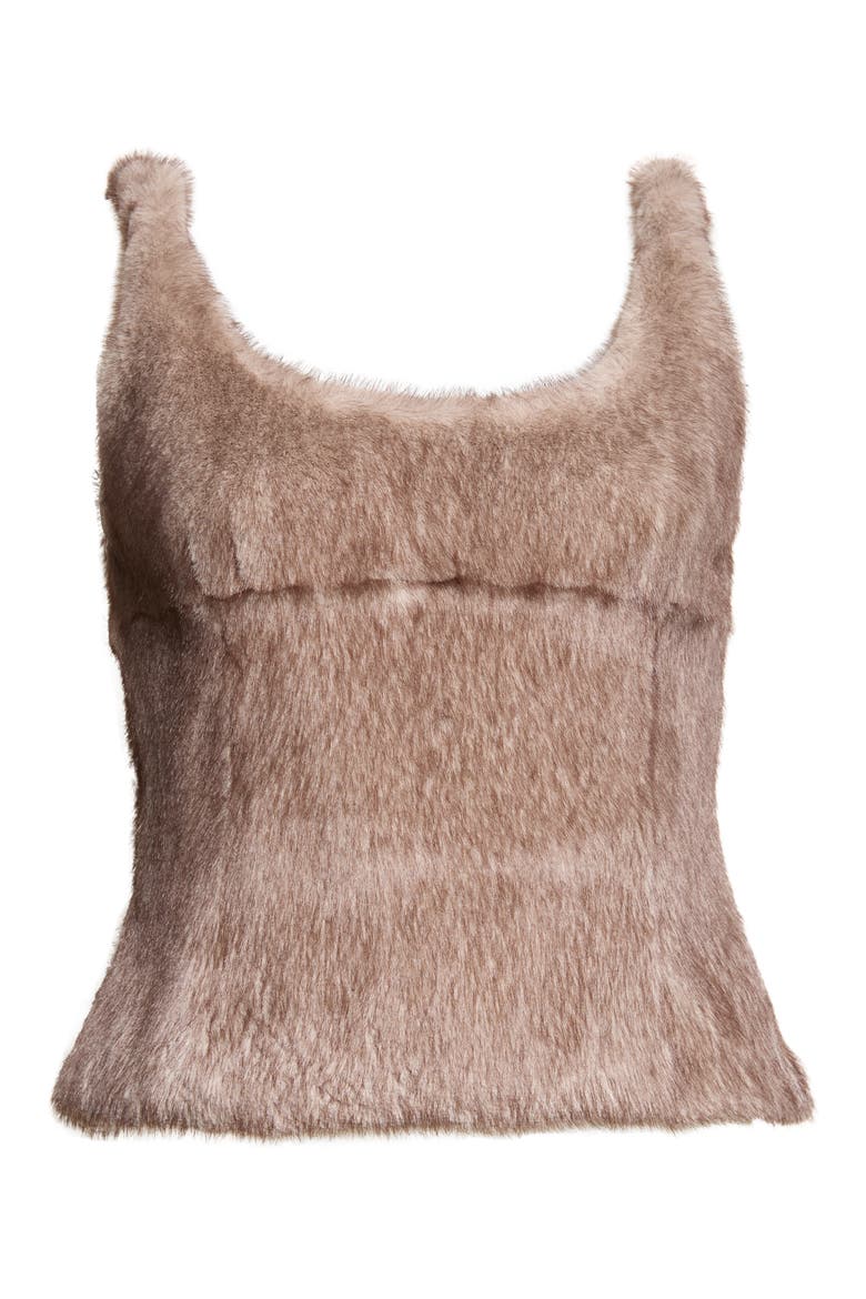 Fitted Faux Fur Tank, Main, color, GREY