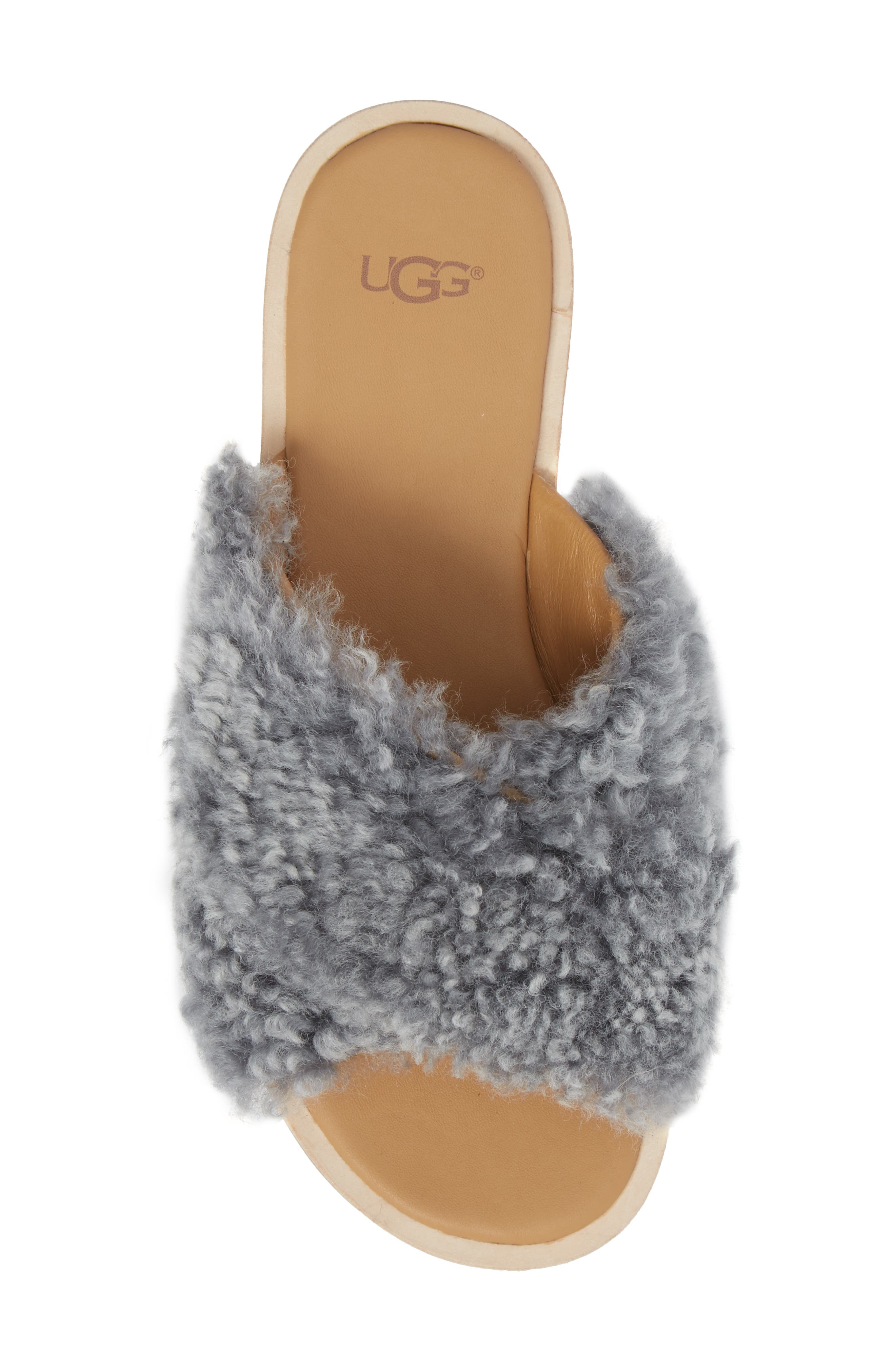 Joni Genuine Shearling Slide Sandal, Alternate, color, LUDE GREY