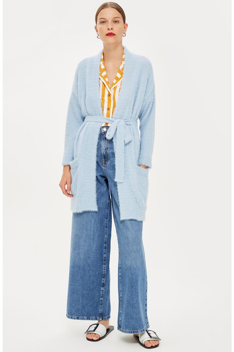 Fluffy Chenille Cardigan, Alternate, color, LIGHT BLUE