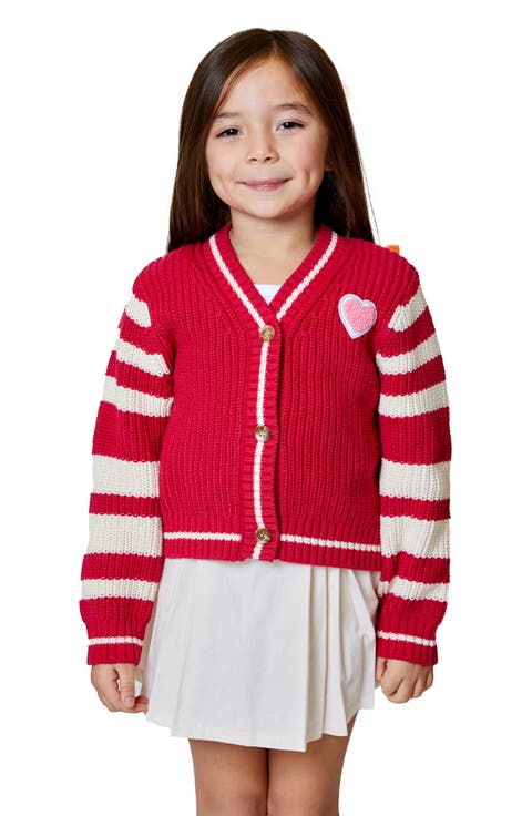 Kids' Stripe Button Front Cardigan (Little Kid)