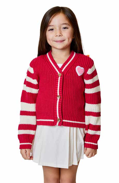 Design History Kids' Stripe Button Front Cardigan