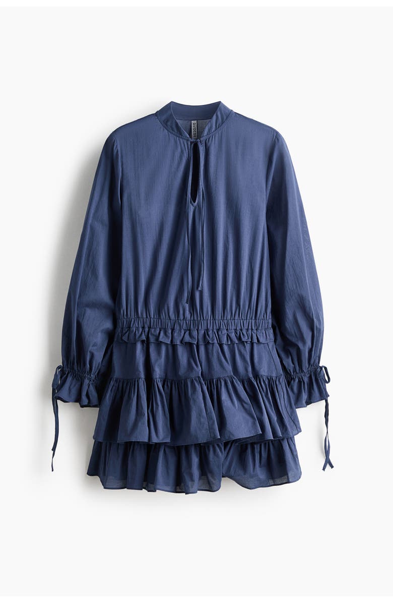 H&M Flounced Cotton Dress, Main, color, Dark Blue