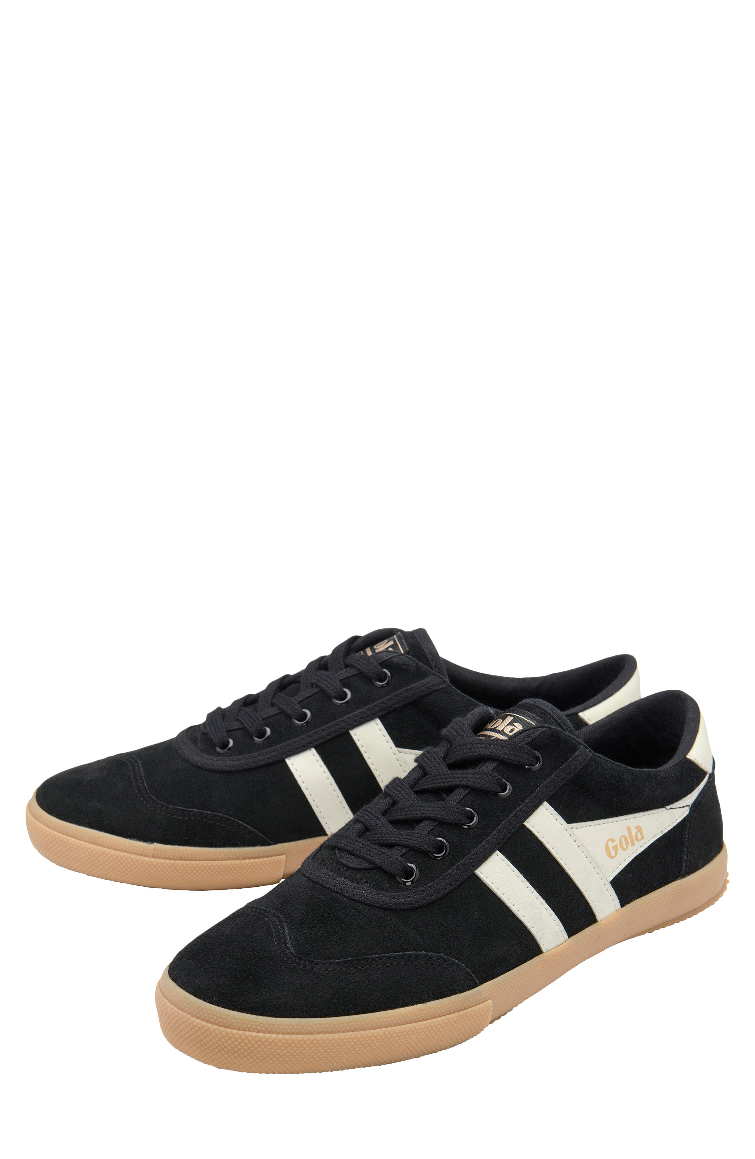 Gola Badminton Suede Plimsoll Sneaker, Alternate, color, Black/ Off White/ Gum