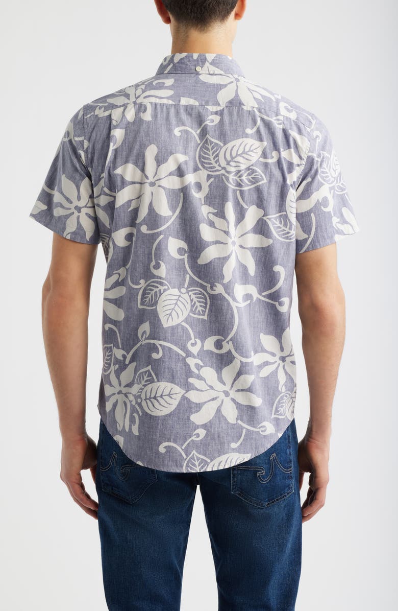 Reyn Spooner Tiare Pareau Floral Cotton Button-Down Shirt, Alternate, color, Cadet